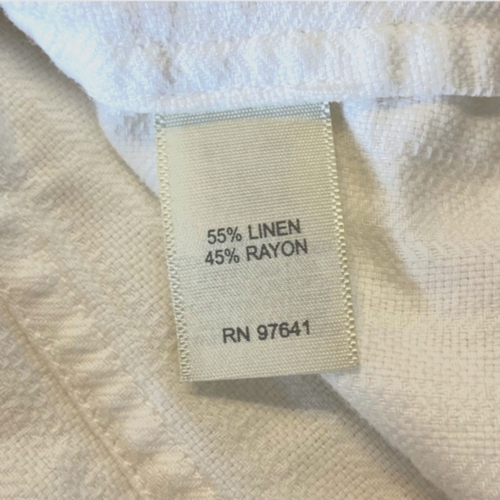 J. Jill  Linen Blend Fringe Trim Blazer Jacket In White Size 12 - Picture 8 of 11